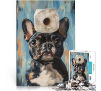 Puzzle for Adults 1000 Pieces French Bulldog with Toilet Paper Lustige Spiele Geburtstagsgeschenk, Geschenke52x38cm