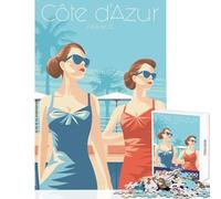 Puzzle for Adults 1000 Pieces French Riviera Summer Adult Jigsaw Puzzles Difficult Hard Every Piece Is Unique - Unique Challenge Game (38x26cm)