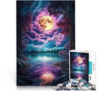 Puzzle for Adults 1000 Pieces Full Moon Over Lake. Anspruchsvoll, aber lustig und humorvoll Wohnkunstdekor52x38cm