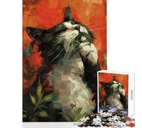 Puzzle for Adults 1000 Pieces Funny Cat on Catnip Adult Jigsaw Puzzles Difficult Hard Every Piece Is Unique - Unique Challenge Game (50x75cm)