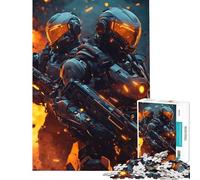 Puzzle for Adults 1000 Pieces Futuristic Soldiers in Fire Help The Brain Exercise Presents for Women Anti-Stress Toys for Ages 14 And over (38x52cm)