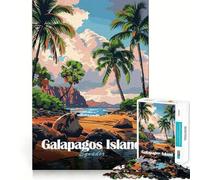 Puzzle for Adults 1000 Pieces Galapagos Island, Ecuador Travel Poster Exact Edge Art Mental Exercise Fun Quiet Play Game Birthday Activity (38x52cm)