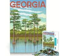 Puzzle for Adults 1000 Pieces Georgia Cypress Trees Exact Edge Art Mental Exercise Fun Quiet Play Game Birthday Activity (38x26cm)