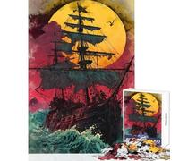 Puzzle for Adults 1000 Pieces Ghost Ship Under Full Sail Hands-on Game Difficult Hard Home Decoration Toys Artists Collection, Fine Art (38X26cm)