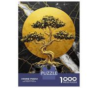Puzzle for Adults 1000 Pieces Golden Bonsai Tree with Waterfall Puzzles for Adults Relaxing Games Precision Cutting Parent-child Interaction 70x50cm/1000pcs