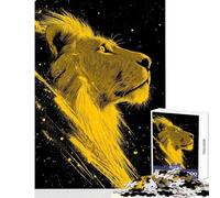 Puzzle for Adults 1000 Pieces Golden Lion Head in Starry Night Hands-on Game Difficult Hard Home Decoration Toys Artists Collection, Fine Art (38X26cm)