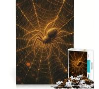Puzzle for Adults 1000 Pieces Golden Spider in Web, Relaxing Games, Fun Activities at Home, with Matching Poster And Trivia Sheet (38x26cm)