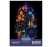 Puzzle for Adults 1000 Pieces Gothic Stained Glass Roses Jigsaw Puzzle Toy Wall Decor Birthday Present Unique Gifts for Birthday And Christmas 70x50cm/1000pcs