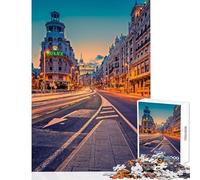 Puzzle for Adults 1000 Pieces Gran Vía, Madrid Practical Game Stress Reliever Toy Wall Decor Artists Collection, Fine Art (38X52cm)