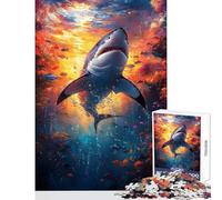 Puzzle for Adults 1000 Pieces Great White Shark Underwater Hands-on Game Difficult Hard Home Decoration Toys Artists Collection, Fine Art (38X26cm)