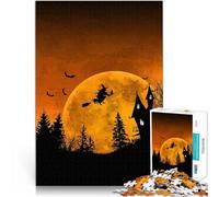 Puzzle for Adults 1000 Pieces Halloween Witch and Haunted House Denkspiel denn eignet sich ideal als Geschenk für die ganze Familie52x38cm