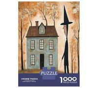 Puzzle for Adults 1000 Pieces Halloween Witch Dog Art Print Adult Jigsaw Puzzle Hands-on Game Precision Cutting for Is Ideal As A Gift 52x38cm/1000pcs