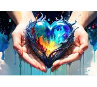 Puzzle for adults 1000 pieces hands holding colorful heart Mj527TY 26x38cm