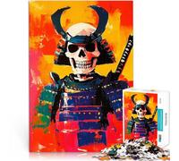 Puzzle for Adults 1000 Pieces Happy Samurai Skull Painting Handgeschwindigkeitswettbewerb tolles Geschenk75x50cm