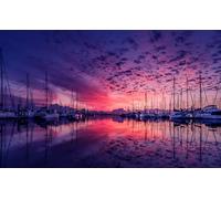 Puzzle for Adults 1000 Pieces Harbor Purple Clouds Pink Sky Dock Ship Mj387TY 38x52cm