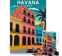 Puzzle for Adults 1000 Pieces Havana Cuba Travel Poster Flawless Edge Fun Smart Brain Activity Quiet Fun Play Christmas Home Art (50x75cm)