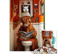 Puzzle for Adults 1000 Pieces Highland Cattle Cow Help The Brain Exercise Presents for Women Anti-Stress Toys for Ages 14 And over (38x26cm)