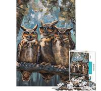 Puzzle for Adults 1000 Pieces Hilarious Owls Sunglasses Puzzle for Adults Toy Wall Decor Pattern Assembly Parent-child Interaction (Size 50x75cm)