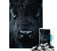 Puzzle for Adults 1000 Pieces Intense Bison Portrait with Blue Eyes Help The Brain Exercise Presents for Women Anti-Stress Toys for Ages 14 And over (50x75cm)