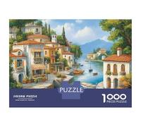 Puzzle for Adults 1000 Pieces Italian Village Waterfront Scene Puzzles for Adults Hands-on Game Difficult Hard Unique Gifts for Birthday And Christmas 38x26cm/1000pcs
