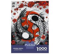 Puzzle for Adults 1000 Pieces Japanese Koi Carp Ink Wash Puzzles for Adults Relaxing Games Precision Cutting Parent-child Interaction 70x50cm/1000pcs