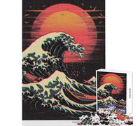 Puzzle for Adults 1000 Pieces Japanese Waves Relaxing Games But Fun And Humorous Toy Wall Decor Difficult And Challenge (50X75cm)