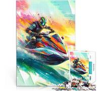 Puzzle for Adults 1000 Pieces Jet Ski Rider Stressabbau Schwierige Herausforderung Künstlersammlung, Bildende Kunst75x50cm