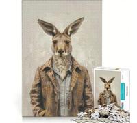 Puzzle for Adults 1000 Pieces Kangaroo in Jacket Relaxing Games Fun Activities at Home with Matching Poster And Trivia Sheet 50x75cm