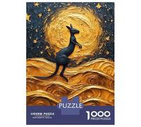 Puzzle for Adults 1000 Pieces Kangaroo Under A Golden Moon Painting Jigsaw Puzzle Toy Wall Decor Birthday Present Unique Gifts for Birthday And Christmas 70x50cm/1000pcs