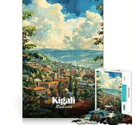 Puzzle for Adults 1000 Pieces Kigali, Rwanda Cityscape Art Exact Edge Art Mental Exercise Fun Quiet Play Game Birthday Activity (38x52cm)