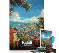 Puzzle for Adults 1000 Pieces Kigali, Rwanda Cityscape Illustration Exact Edge Art Mental Exercise Fun Quiet Play Game Birthday Activity (38x26cm)