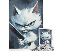 Puzzle for Adults 1000 Pieces Killer Cat Meme with Knife Puzzles for Teenagers Birthday Present Difficult And Challenge Toy Intellectual Game (50x75cm)