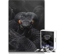 Puzzle for Adults 1000 Pieces King Cobra in Black Smoke Brainteaser Family Games Birthday Present Secret Santa Gifts Size 50x75cm
