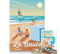 Puzzle for Adults 1000 Pieces La Baule France Art Print Exact Edge Art Mental Exercise Fun Quiet Play Game Birthday Activity (38x26cm)