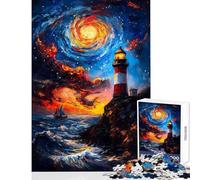 Puzzle for Adults 1000 Pieces Lighthouse Under Starry Sky Hands-on Game Difficult Hard Home Decoration Toys Artists Collection, Fine Art (38X26cm)