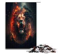 Puzzle for Adults 1000 Pieces Lion with Forest Burning Jigsaw for Educational Game Challenge Toy Unique Home Decor And Gifts 75x50cm