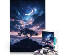 Puzzle for Adults 1000 Pieces Lonely Tree Under Crescent Moon Lernspielzeug Lustige Aktivitäten für zu Hause, Geburtstagsgeschenk, Reisegeschenk,75x50cm