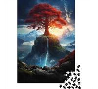 Puzzle for Adults 1000 Pieces Magic Tree on Rocky Island Adult Jigsaw Brain Teaser Game Staycation Kill Time Parent-child Interaction 70x50cm/1000pcs