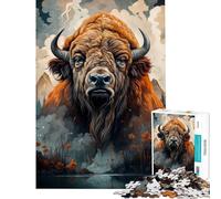 Puzzle for Adults 1000 Pieces Majestic Bison Challenging To Complete Wall Decoration Family Game Suitable for Ages 14 And Up (50x75cm)