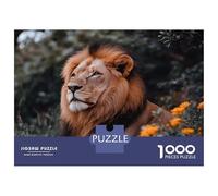 Puzzle for Adults 1000 Pieces Majestic Lion Portrait in Floral Setting Jigsaw Puzzle Toy Wall Decor Birthday Present Unique Gifts for Birthday And Christmas 70x50cm/1000pcs