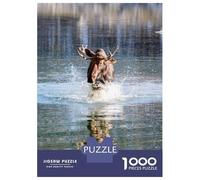 Puzzle for Adults 1000 Pieces Moose Crossing A River Adult Jigsaw Puzzle Hands-on Game Precision Cutting for Is Ideal As A Gift 38x26cm/1000pcs