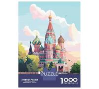 Puzzle for Adults 1000 Pieces Moscow, Russia St. Basils Cathedral Illustration Jigsaws for Adults Family Game Perfect Decoration Unique Gifts for Birthday And Christmas 38x26cm/1000pcs