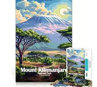 Puzzle for Adults 1000 Pieces Mount Kilimanjaro National Park Tanzania Poster Exact Edge Art Mental Exercise Fun Quiet Play Game Birthday Activity (50x75cm)
