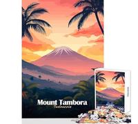 Puzzle for Adults 1000 Pieces Mount Tambora Sunset Jigsaw Puzzles for Teenagers Staycation Kill Time Fun Activities at Home Unique Challenge Game (38x52cm)