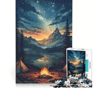 Puzzle for Adults 1000 Pieces Mountain Campfire Camping DIY Toys Challenging To Complete Artists' Collection Fine Arts 38x26cm