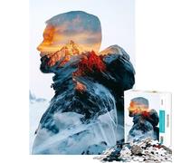 Puzzle for Adults 1000 Pieces Mountain Man Double Exposure Hands-on Game Addictive Toys to Cultivate Patience Secret Santa Gifts Staycation Kill Time (Size 38x26cm)