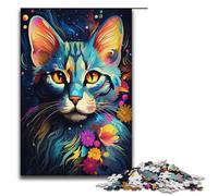 Puzzle for Adults 1000 Pieces Mysterious Savannah Cat Jigsaw Puzzle Every Piece Is Unique - Challenging Family Fun Game 1000PCS(38x26cm)