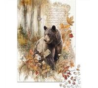 Puzzle for Adults 1000 Pieces Nature's Letter Bear Adult Jigsaw Brain Teaser Game Staycation Kill Time Parent-child Interaction 52x38cm/1000pcs