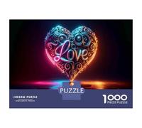 Puzzle for Adults 1000 Pieces Neon Heart Decorations for Love Jigsaws for Adults Toy Wall Decor Presents for Women Unique Gifts for Birthday And Christmas 52x38cm/1000pcs