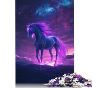 Puzzle for Adults 1000 Pieces Neon Space Cute Horse Jigsaw Puzzles for Adults Jigsaw Puzzle for Teens Puzzle Game Toy Gift 1000pcs (75x50cm)